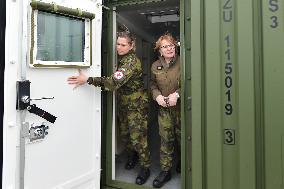 a container field hospital at the Rozvadov-Waidhaus border crossing