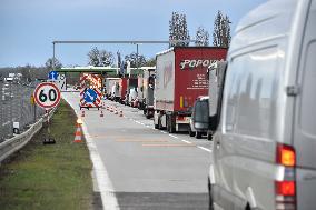 Border control Lanzhot, Slovakia, Czech Republic, highway D2