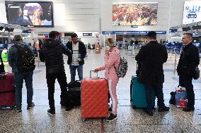 Vaclav Havel Airport Prague, woman, respirator, coronavirus