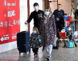 Vaclav Havel Airport Prague, coronavirus, protective medical mask, passengers