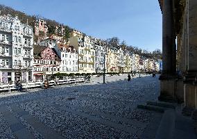 empty Karlovy Vary, Karlsbad, spa town