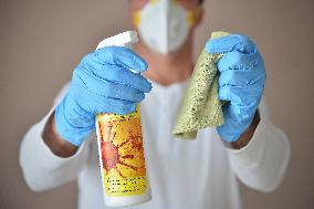 virucidal disinfectant, disinfection, antibacterial, safety gloves