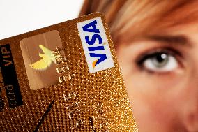 woman with credit and debit card, VISA