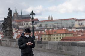 Prague, Charles Bridge, Prague Castle, tourist, tourism, empty, state of emergency over coronavirus across Czech Republic