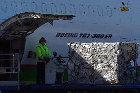 Aircraft, Mosnov airport, Boeing 767-300, medical exuipment from China