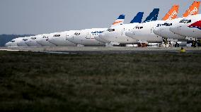 aircraft parked at the Vaclav Havel Airport Prague