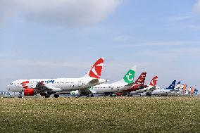 aircraft parked at the Vaclav Havel Airport Prague, Czech Airlines