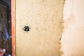 construction site, family house, bathroom, electrical wiring, light switch, reconstruction, renovation