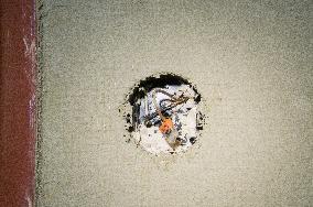 construction site, family house, bathroom, electrical wiring, light switch, reconstruction, renovation