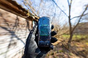 Chernobyl zone, restricted territory, an abandoned village, Geiger-Muller counter