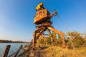 Chernobyl zone, restricted territory, Pripyat Cargo Port