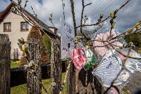 Mask-trees, Czech Republic, cloth mask, home made, solidarity, coronavirus epidemic