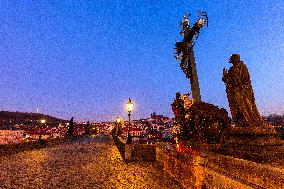 empty Charles Bridge in Prague