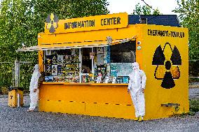 Chernobyl zone, restricted territory, Dytiatky (Dytyatky, Dityatki) Checkpoint, Information center