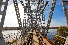 Chernobyl zone, restricted territory, railway bridge