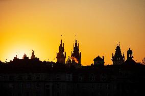 Sunrise over the Prague's Old Town