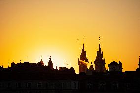 Sunrise over the Prague's Old Town