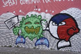Ostrava, graffiti, street art, coronavirus Made in China