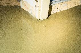 construction site, family house, bathroom, reconstruction, renovation, self-leveling compound, floor, flooring