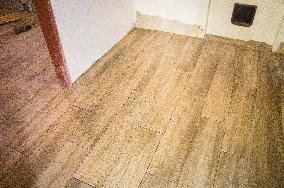 construction site, family house, bathroom, reconstruction, renovation, pavage, paving, floor, flooring