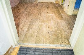 construction site, family house, bathroom, reconstruction, renovation, pavage, paving, floor, flooring
