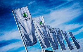 flag, flags, Skoda Auto, sky, logo