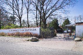 the Dendrological Garden in Pruhonice, the plant shop open