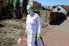 Fashionable woman during the coronavirus pandemic