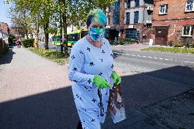 Fashionable woman during the coronavirus pandemic