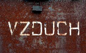 air, sign, rust, abandoned, disintegrating, disjointed,  fuel, petrol, gas station, filling station