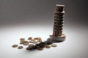 euro, EUR, coin, coins, money, cash, currency, Leaning Tower of Pisa, Italy