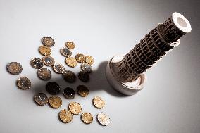 euro, EUR, coin, coins, money, cash, currency, Leaning Tower of Pisa, Italy