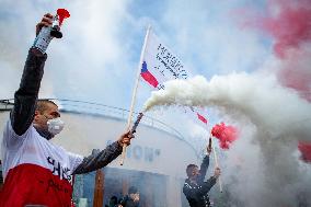 Cesky Tesin, Cieszyn, demonstration for the reopening of the Czech-Polish border
