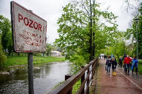 Cesky Tesin, Cieszyn, demonstration for the reopening of the Czech-Polish border