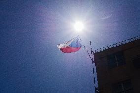 the Czech national flag