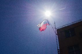 the Czech national flag