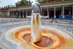 Karlovy Vary Spa, reopening, Mill Colonnade, without people