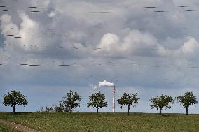 Prague outskirts, Waste incineration plant Malesice smoking chimney