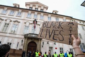 demonstration against the police violence and racism in the USA was held in Prague, Embassy of the United States