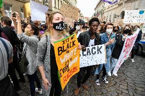 demonstration against the police violence and racism in the USA was held in Prague, Embassy of the United States