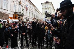 demonstration against the police violence and racism in the USA was held in Prague, Embassy of the United States