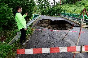 Oskava, local flood, bridge