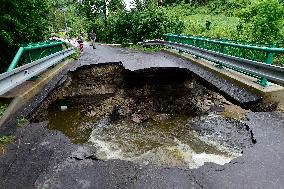 Oskava, local flood, bridge