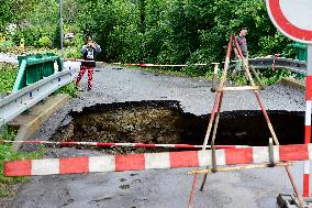 Oskava, local flood, bridge