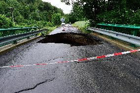 Oskava, local flood, bridge