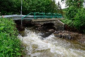 Oskava, local flood, bridge