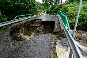 Oskava, local flood, bridge