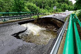 Oskava, local flood, bridge