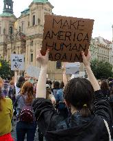 demonstration against the police violence and racism in the USA was held in Prague, Make America Human Again