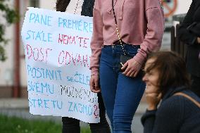 Letovice, protest of Million Moments for Democracy NGO against government steps not only during coronavirus epidemic